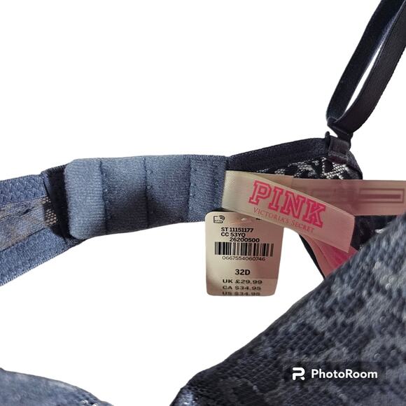 PINK by Victoria's Secret  Lightly Padded Underwire T-shirt Lace Bra 32D - Picture 3 of 8